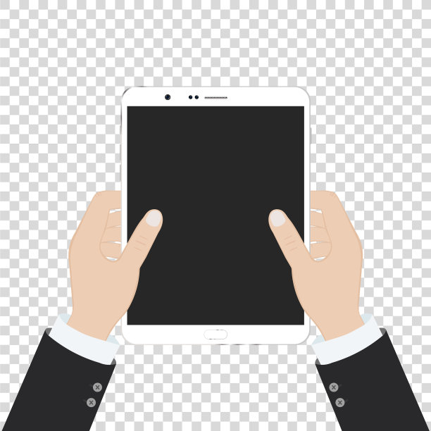 现实的手握平板与空白屏幕图片下载