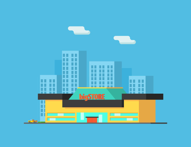 有摩天大楼和商店建筑的城市景观图片下载