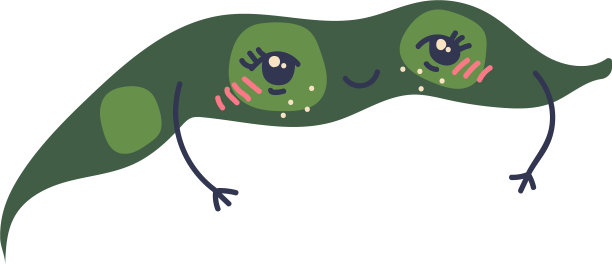 可爱的绿豆荚和滑稽的脸可爱图片下载