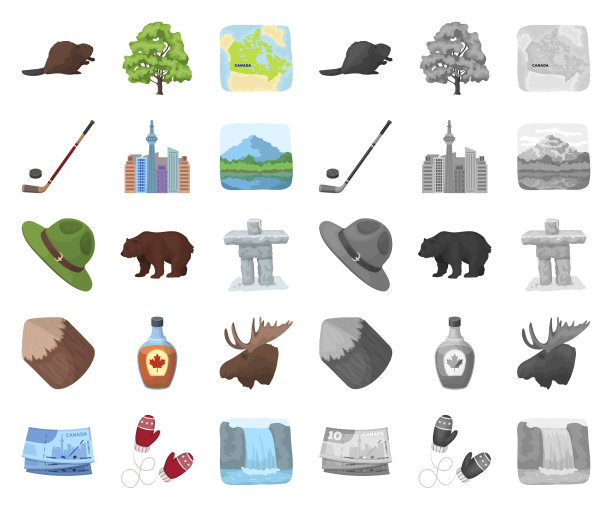 国家加拿大卡通的图标设置图片下载