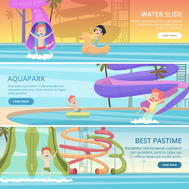 水上公园的横幅，水上游戏，有趣的乐趣图片下载