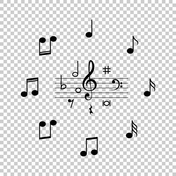 黑色音符图标合集图片下载