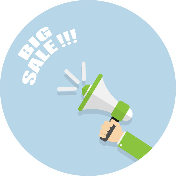 白色背景的大减价扩音器图片下载