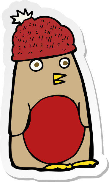 帽子上的卡通知更鸟贴纸图片下载