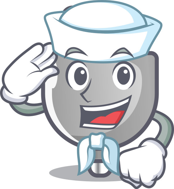 水手的电源插头插在卡通墙上图片下载