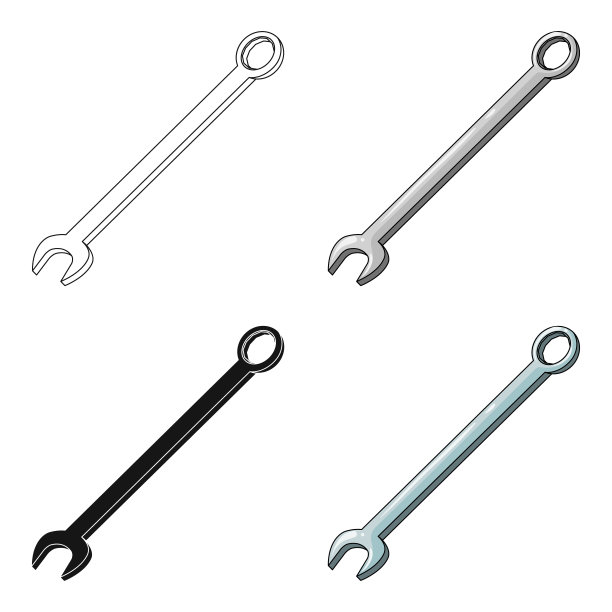 螺母扳手汽车单图标在卡通风格图片下载