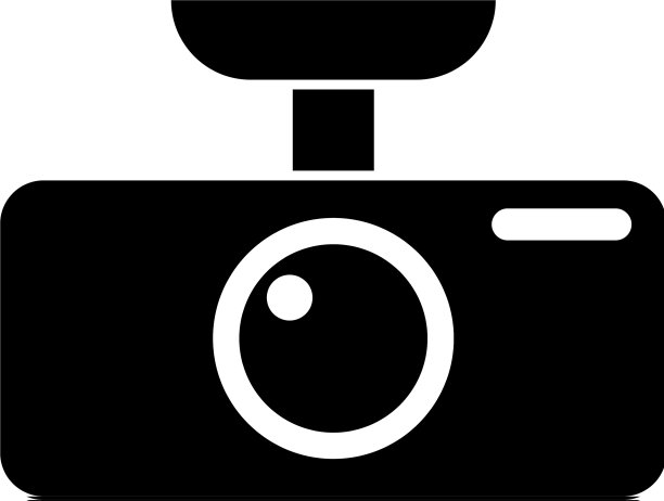 黑色汽车DVR图标孤立在白色背景上图片下载
