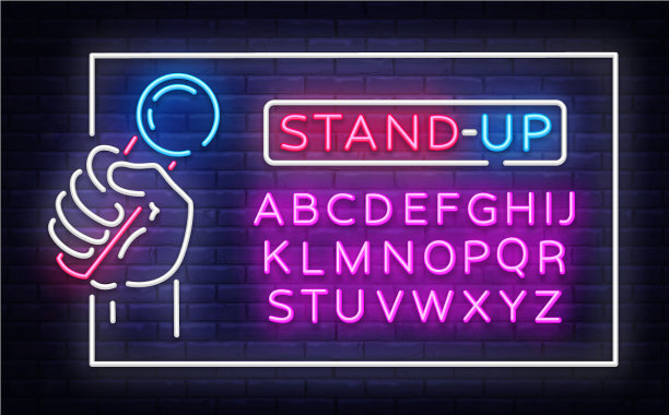 在框架中竖起霓虹灯招牌图片下载