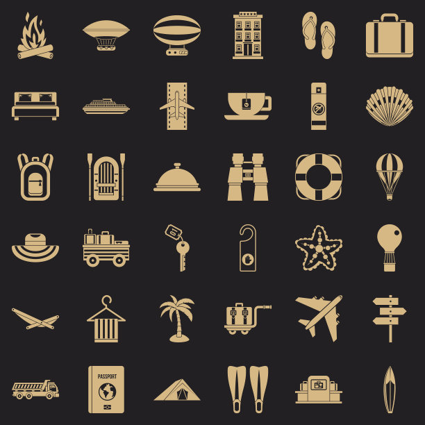 夏季旅行的标志设定简单的风格图片下载