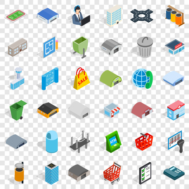 城市图标设置等距风格图片下载