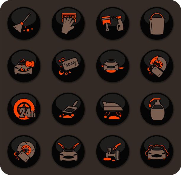 洗车淋浴服务图标集图片下载