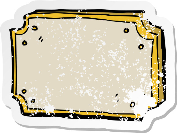 一个卡通旧标志的复古心疼贴纸图片下载