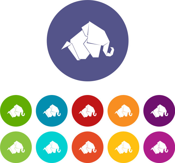 折纸大象图标设置颜色图片下载