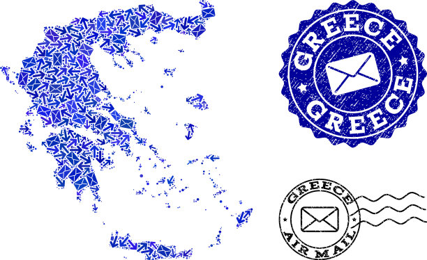 邮政方式组成的马赛克地图希腊和图片下载