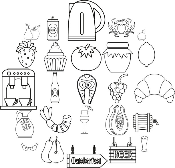 野餐图标设置轮廓风格图片下载