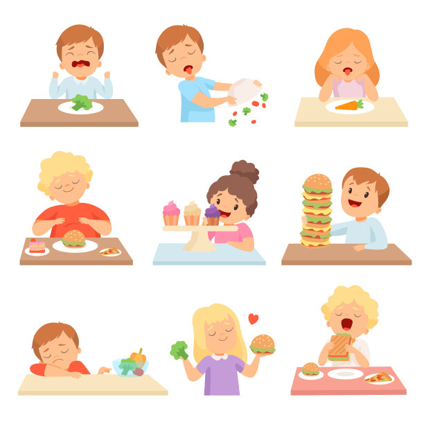 孩子们不喜欢蔬菜套装的可爱男孩和图片下载