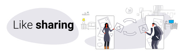 夫妇使用手机在线应用社交图片下载