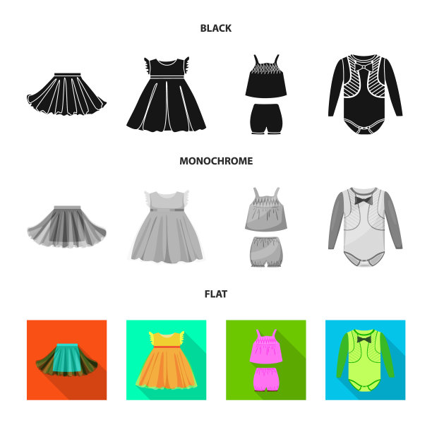 设计时装服装标志套装图片下载