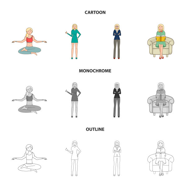 设计姿态和情绪的标志集图片下载