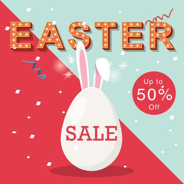 复活节销售横幅设计和模板图片下载