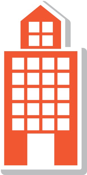 橙色的办公楼剪影图片下载