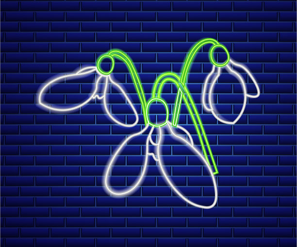 雪花莲霓虹春季标志设计元素图片下载