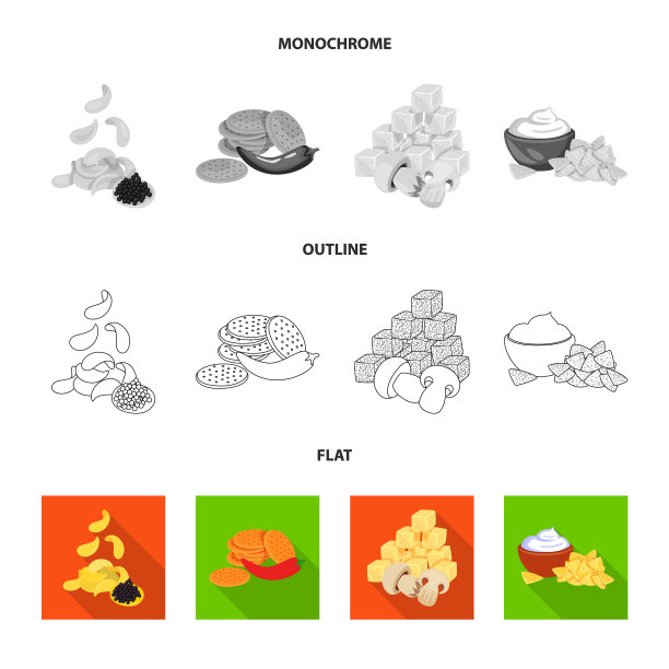 孤立对象的口味和季节标志集图片下载