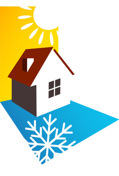 房子阳光和雪花的设计图片下载