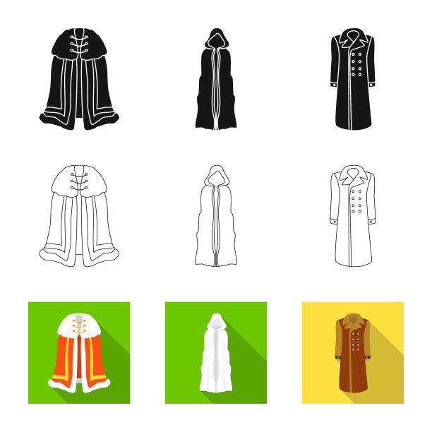 设计材料和服装图标集图片下载