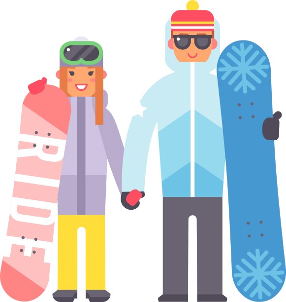 滑雪的男人和女人图片下载