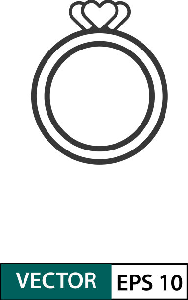 戒指爱图标轮廓风格孤立在白色图片下载