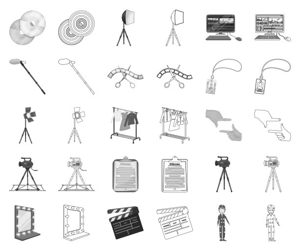 制作一个电影单色轮廓图标集图片下载