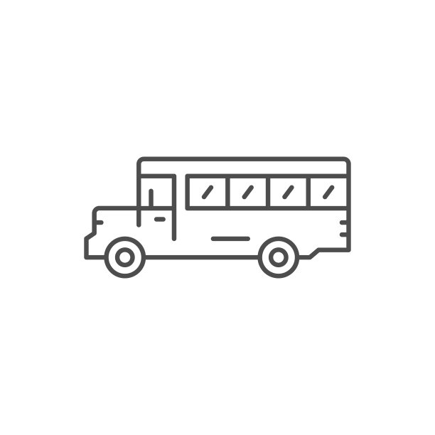 校车线条图标图片下载