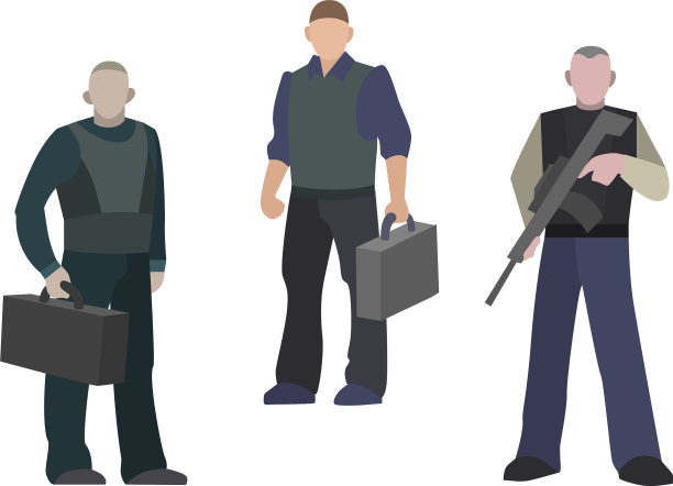 带着武器和箱子的保安图片下载