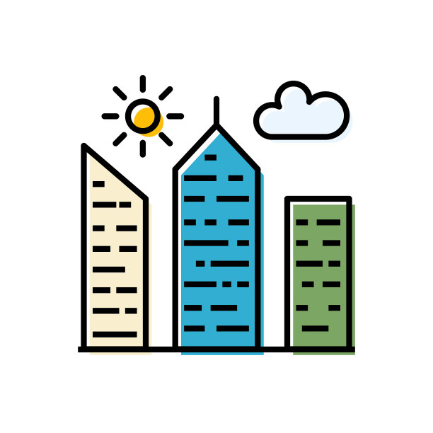 城市建筑充满了相关的图标图片下载