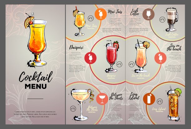 鸡尾酒菜单设计图片下载