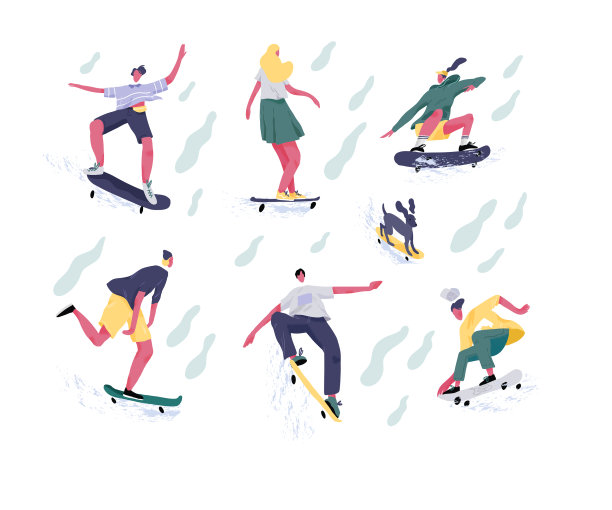 捆绑青少年男孩和女孩或滑板运动员图片下载