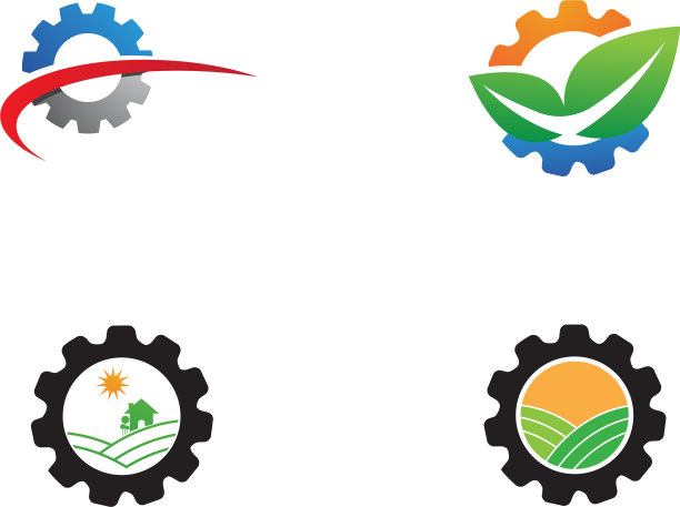 齿轮logo绿色树叶生态自然元素图片下载