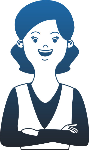 女人侧面卡通蓝线图片下载