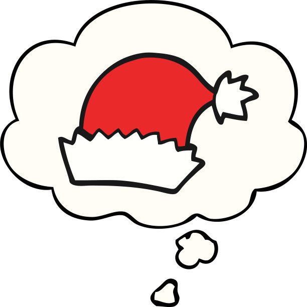 卡通圣诞帽和思想泡泡图片下载