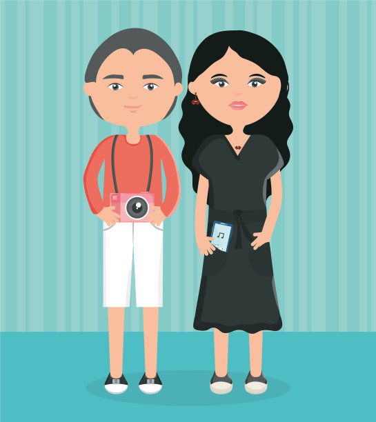 年轻夫妇用相机拍摄城市风格图片下载