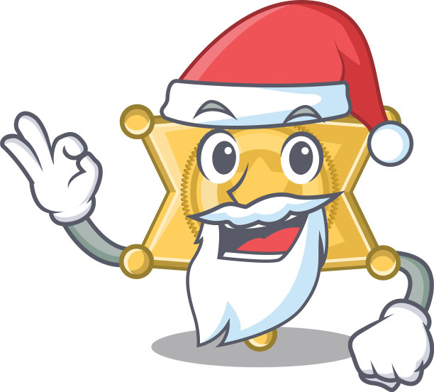 卡通桌上的圣诞老人警徽图片下载