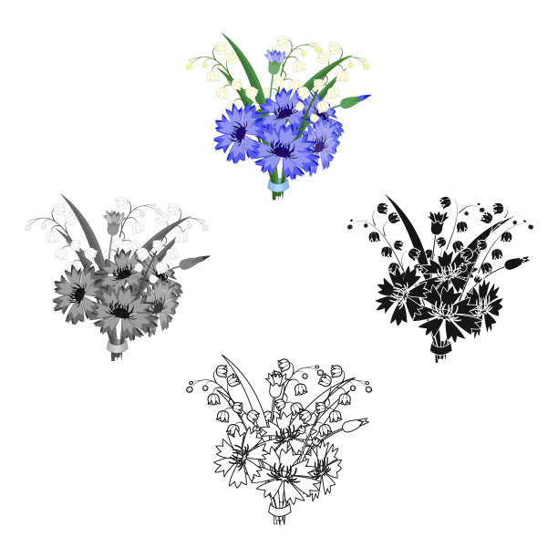 一束鲜花，单卡通图标图片下载