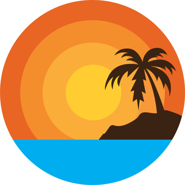 水波与棕榈树图片下载