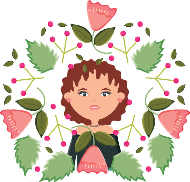 可爱的女人戴着玫瑰花圈图片下载