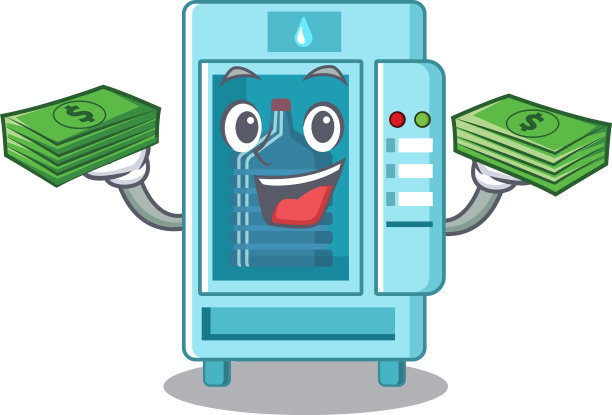 与钱袋水自动售货机隔离图片下载