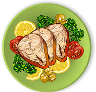 鱼片配蔬菜图片下载