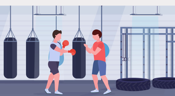 男子拳击手与私人教练击打图片下载