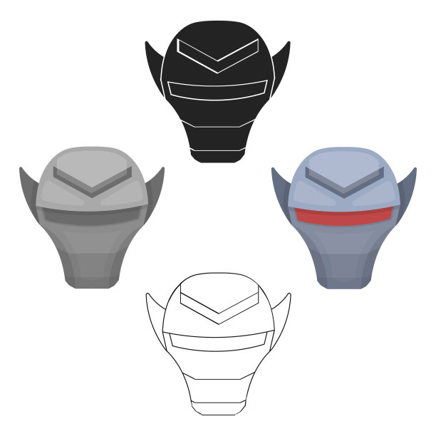 超级英雄的头盔图标在卡通黑色风格图片下载