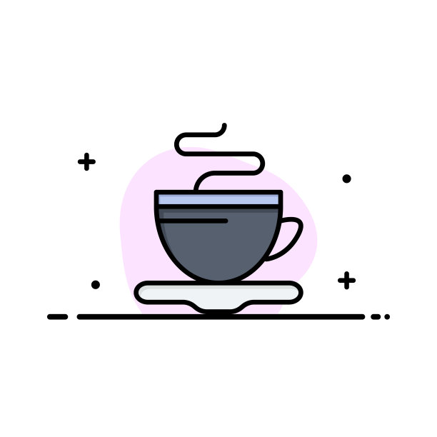 茶杯咖啡酒店商务标识模板扁平图片下载